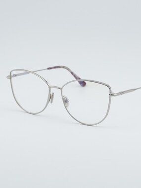 Tom Ford TF5667-B 016 Eyeglasses Palladium 55mm Cat Eye Frame, Blue Light Block